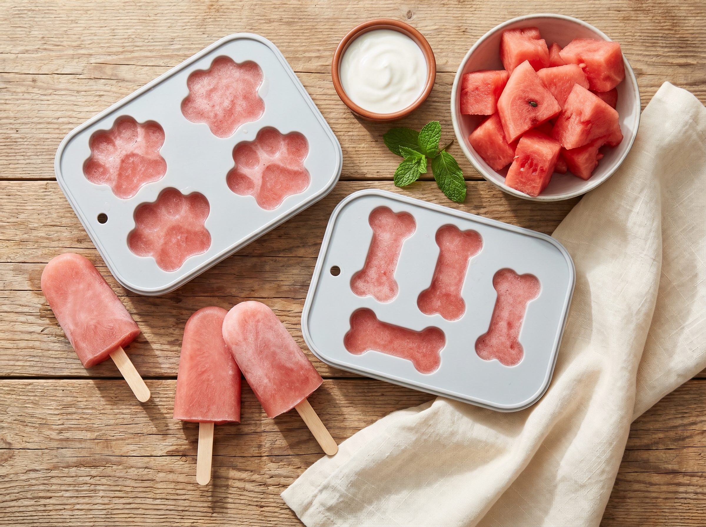 Frozen Watermelon Dog Popsicles